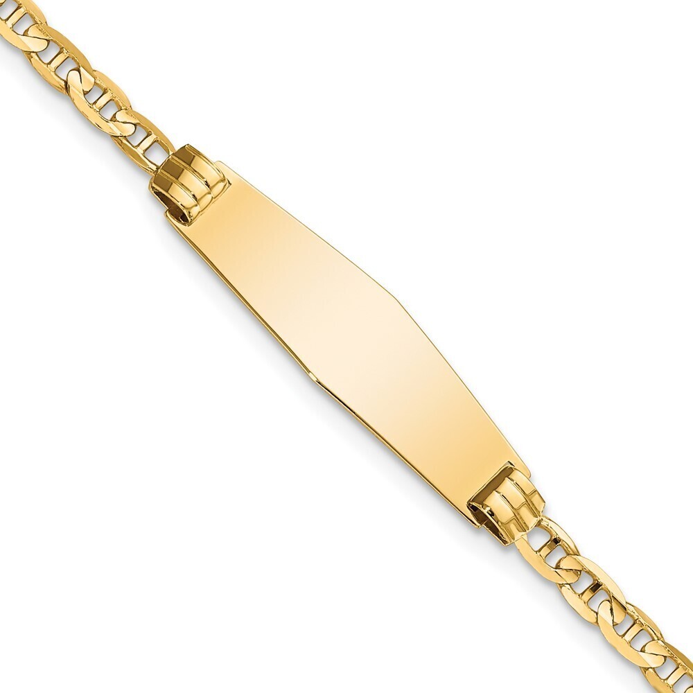 14k Yellow Gold Children's Soft Diamond Shape Anchor Link Id Bracelet